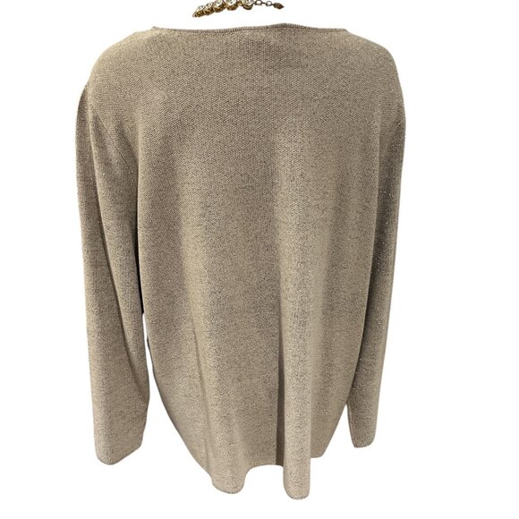 JOSEPH RIBKOFF 🇨🇦 Crew Neck Knit Top Size XXL 75% Cotton Long Sleeves Metallic - Picture 7 of 12